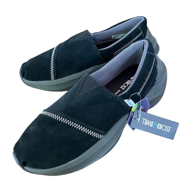 TOMS x KROST Alpargataa Gamma Black Suede Slip-On Shoes NWT Mens Size 8 - Picture 1 of 12